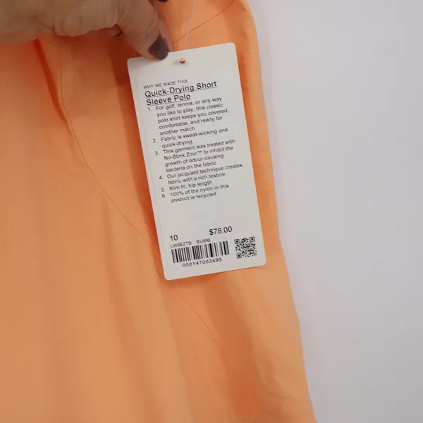 Lululemon Polo Shirt Womens 10 Quick-Drying SS Polo Sunny Coral Button-Down NEW - Image 4