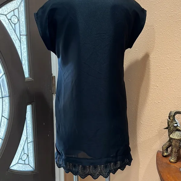 Madewell black eyelet short sleeve dress - Image 5