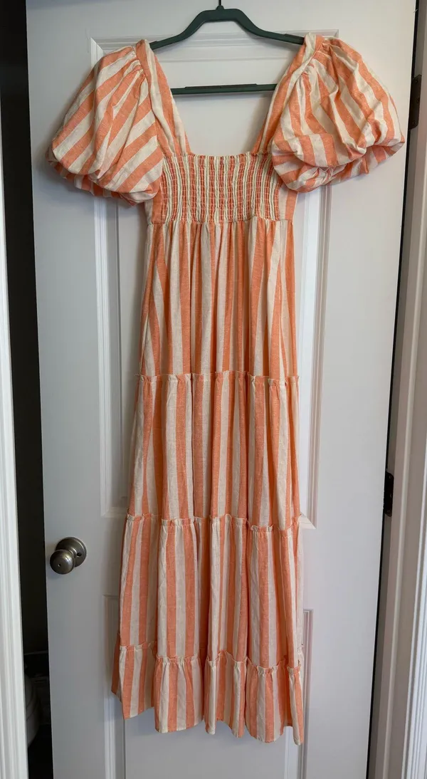 Show Me Your Mumu Linds Midi Dress ~ Dreamsicle Stripe Linen - Image 4