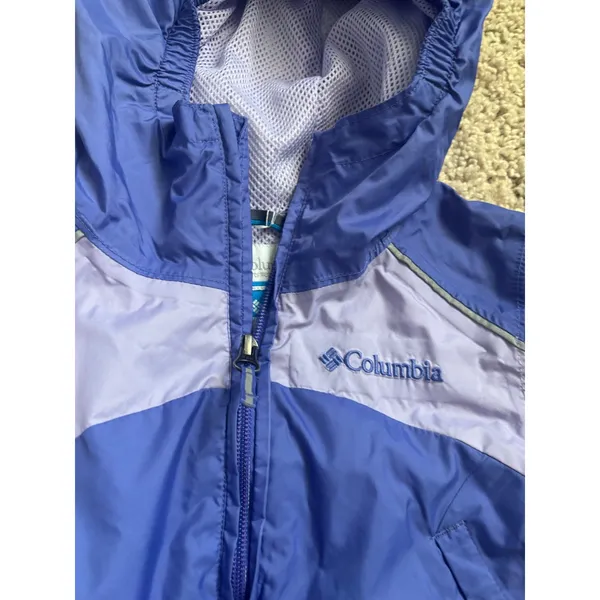 Columbia Girls Windbreaker Purple Hooded Rain Jacket Lightweight Coat XXS 4/5 - Image 2