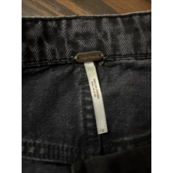 Free People Distressed Black Mini Skirt Size 10 Denim - Image 2