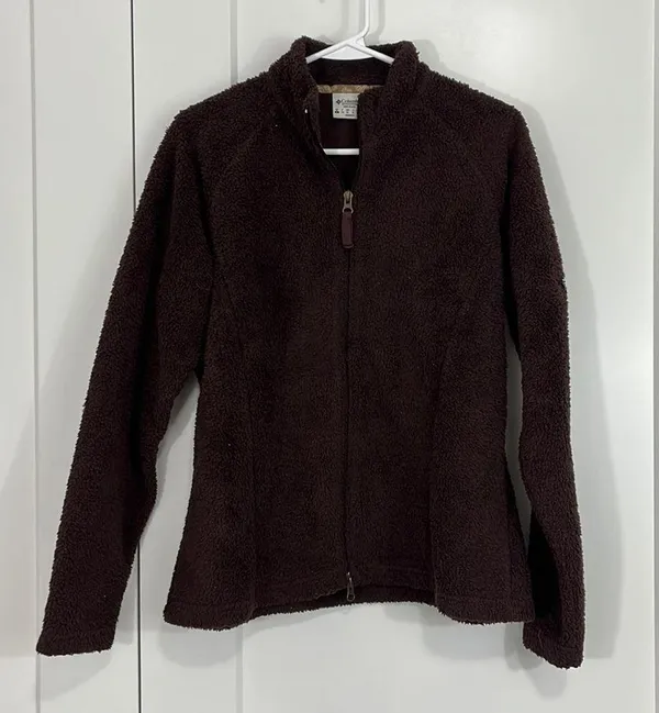 Columbia Large Brown Teddy Fleece Long Sleeve Full Zip Jacket - Image 2
