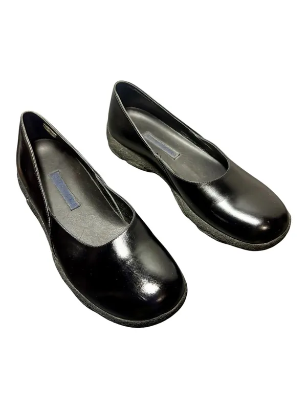 EMPORIO ARMANI Vintage 90s/00s Leather Sporty Ballet Flats - Image 2