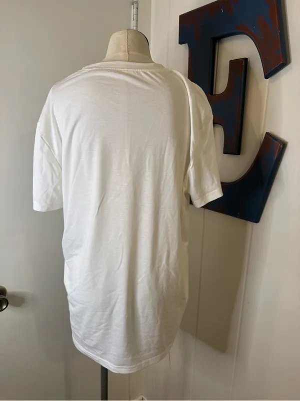 Graphic Tongue Print Short Sleeve Tee - White/Pink - Image 3