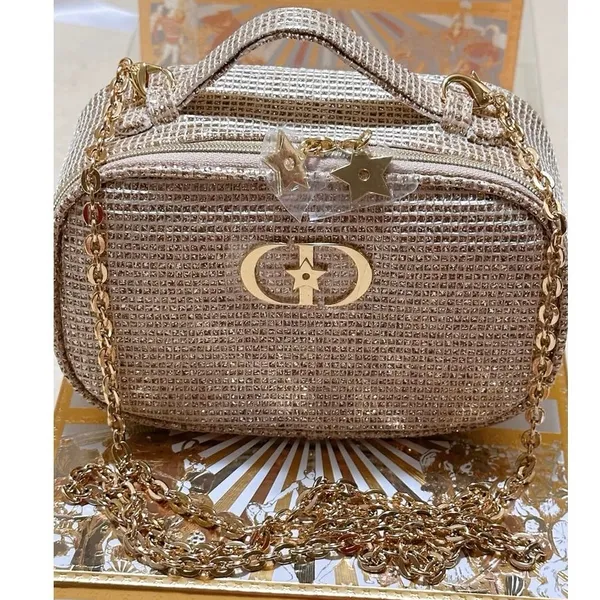 DIOR Limited Edition Holiday 2025 Cosmetic Pouch in Gold Shimmer, New in Box - Image 4