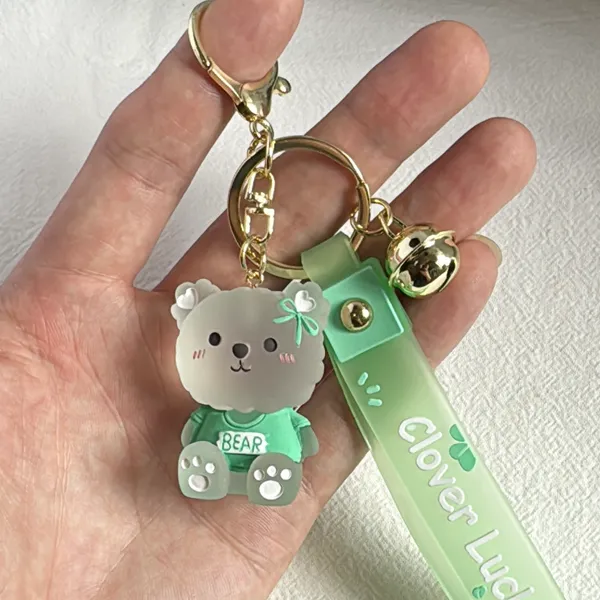 Teddy Bear Car Keychain Bell Keychain Charm Bag Charm Couple Gifts - Image 4