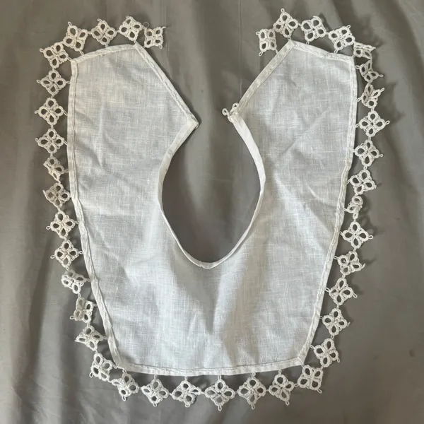 Vtg Handmade White Lace Collar Removable Crochet Trim‎ Cottagecore O/S Bib Neck - Image 2