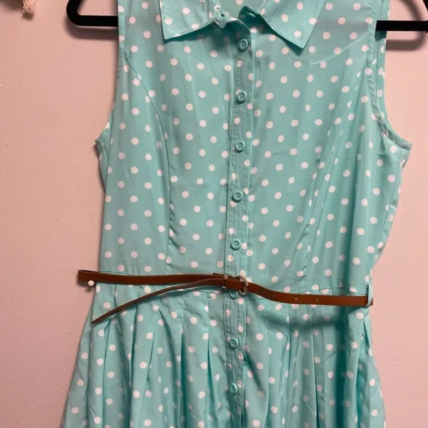 Forever 21 Teal Poka dot Dress - Image 3