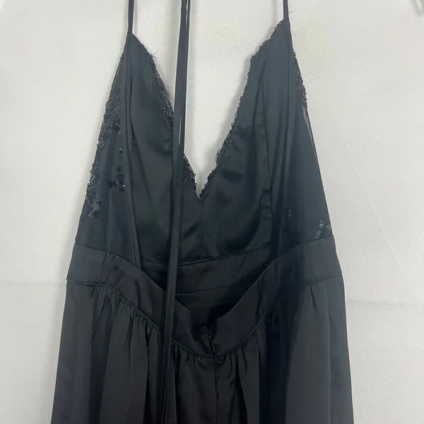 Love Couture Halter Beaded Babydoll Black Maxi Dress Size XS - Image 9