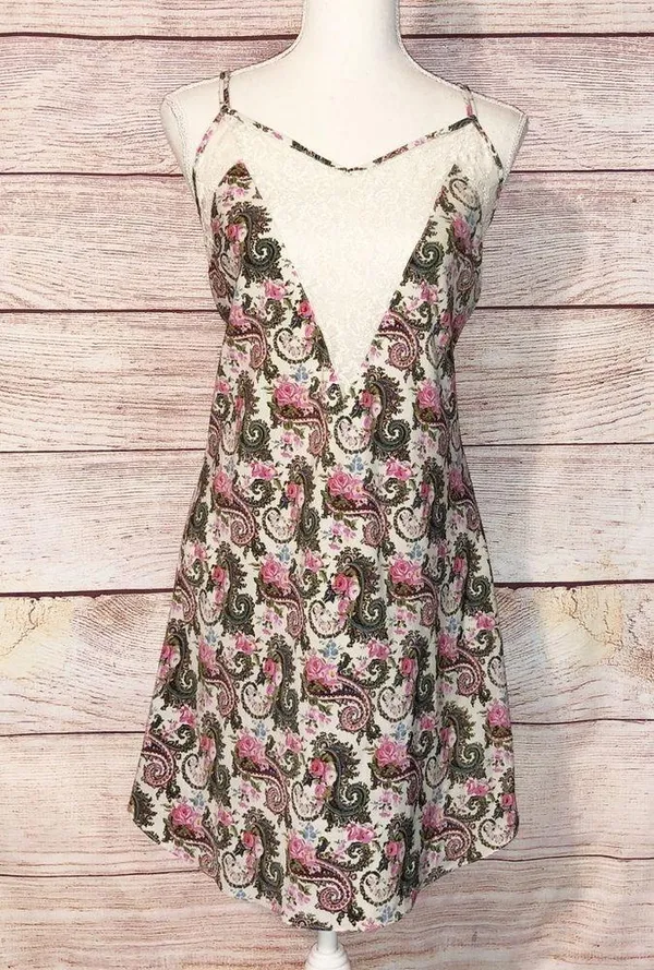 Vintage Victoria Secret Gold Label Paisley Slip Nightie Size L - Image 5
