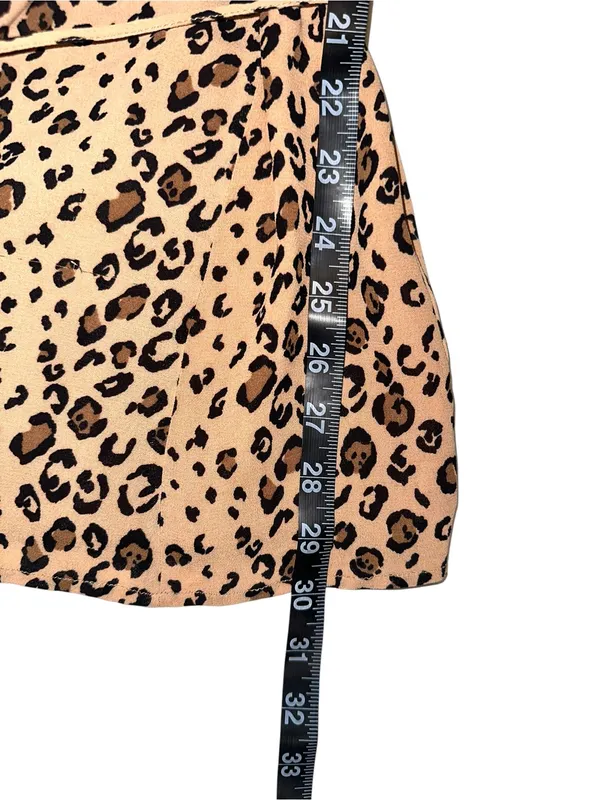 Reformation Anchorage Tan Leopard Print V-Neck Wrap Mini Dress MEDIUM in Feline - Image 7