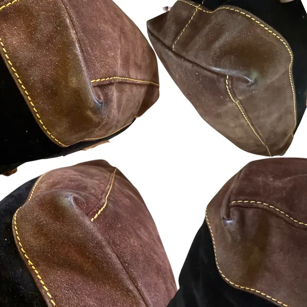 Dooney & Bourke Black Brown Suede Leather Tote Purse - Image 5