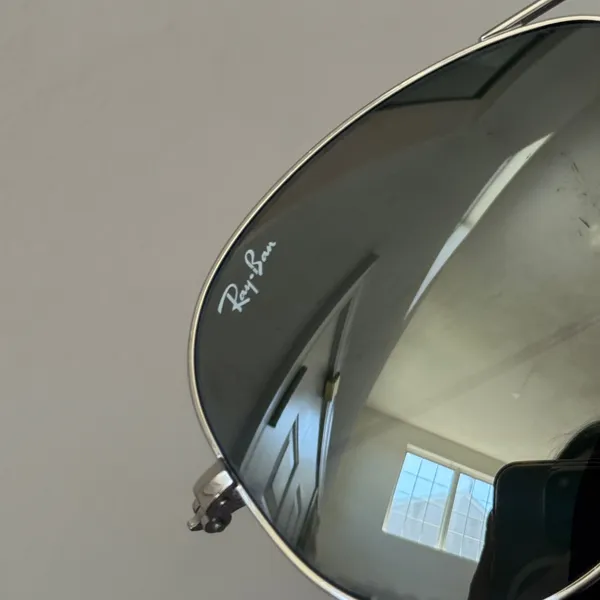 Ray-Ban Aviator Sunglasses - Silver Frame with Gray Metallic Lenses - Image 3