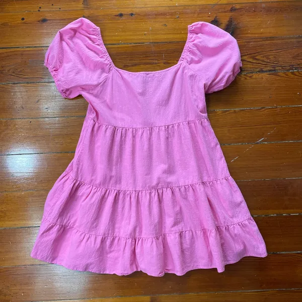 Luukse Bright Pink Tiered Babydoll Dress Puff Sleeve Cottagecore XL💛 - Image 7