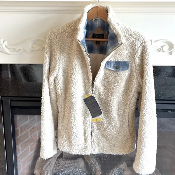 Pendleton Acrylic Pile Jacket Plaid Pocket Coat Womens Small New Teddy Bomber - Image 8
