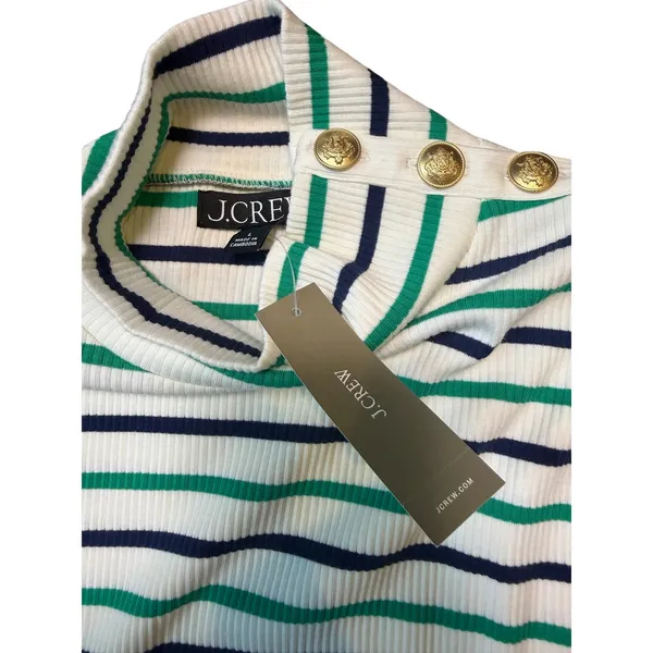 J. Crew vintage rib turtleneck with buttons in stripe NEW - Image 4