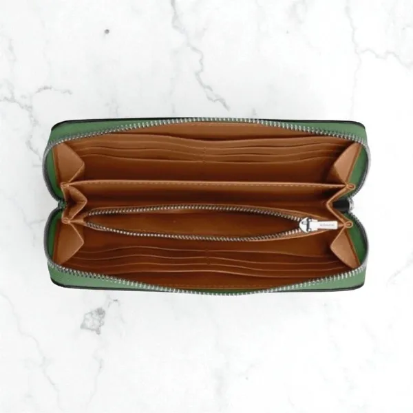 Coach Long Zip Around Wallet in Soft Green Leather C4451 - Image 3