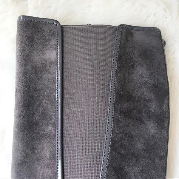 DONALD PLINER Suede Knee High Boot Chunky‎ Heel Round Toe Taupe Gray Size 6.5 - Image 7