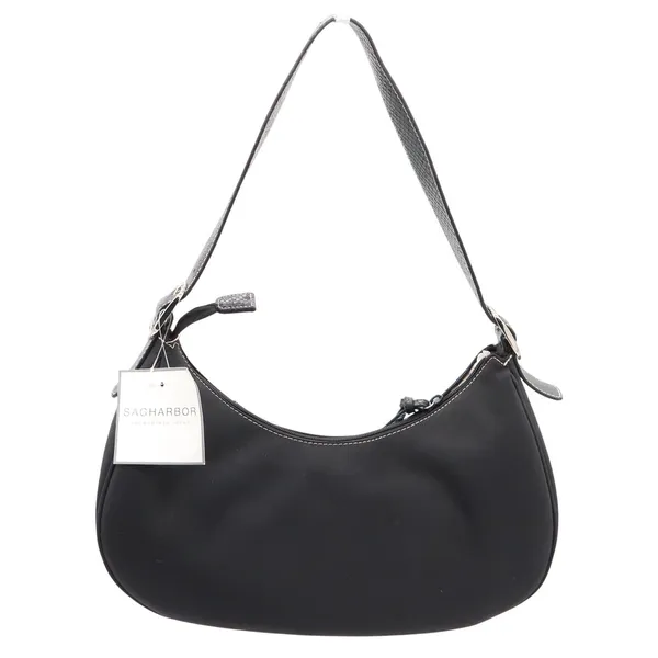 Sag Harbor Shoulder Bag Womens OS Hobo Black Snakeskin Trim Y2K NEW - Image 2