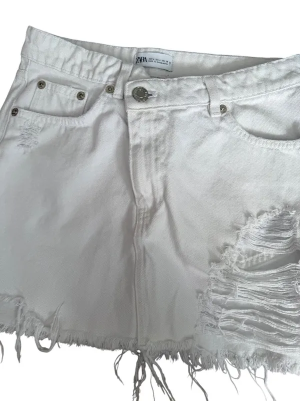 ZARA Women’s  White Denim Skirt Size Small - Image 8