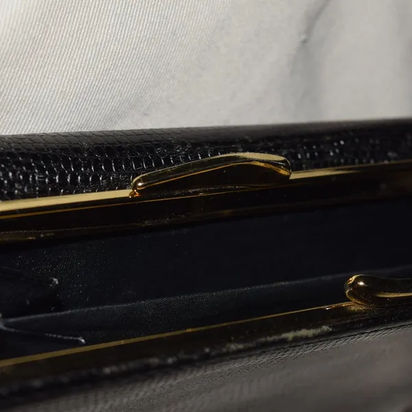 Aigner Wallet, Black, Lizard Embossed Leather - Image 3