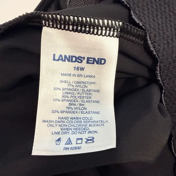 Lands End Black Tugless Low Leg Soft Cup One Piece Swimsuit Size 16W - Image 12