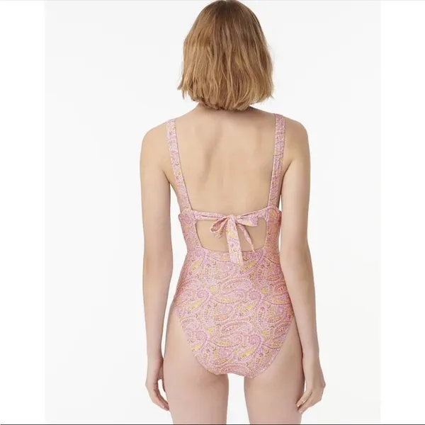 NWT J. Crew Eco Plunge One Piece‎ Swimsuit Beach Paisley Peach Size 12 - Image 17