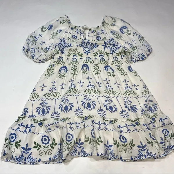 Saylor Gracey floral v neck puff sleeve Summer Dress Size L - Image 5