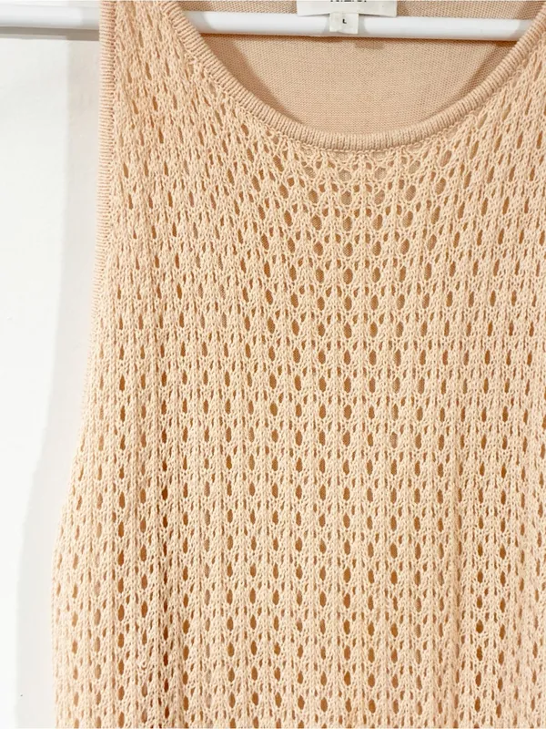 A.L.C Cream Crochet Tulled MIDI Tank Dress Size Large - Image 3