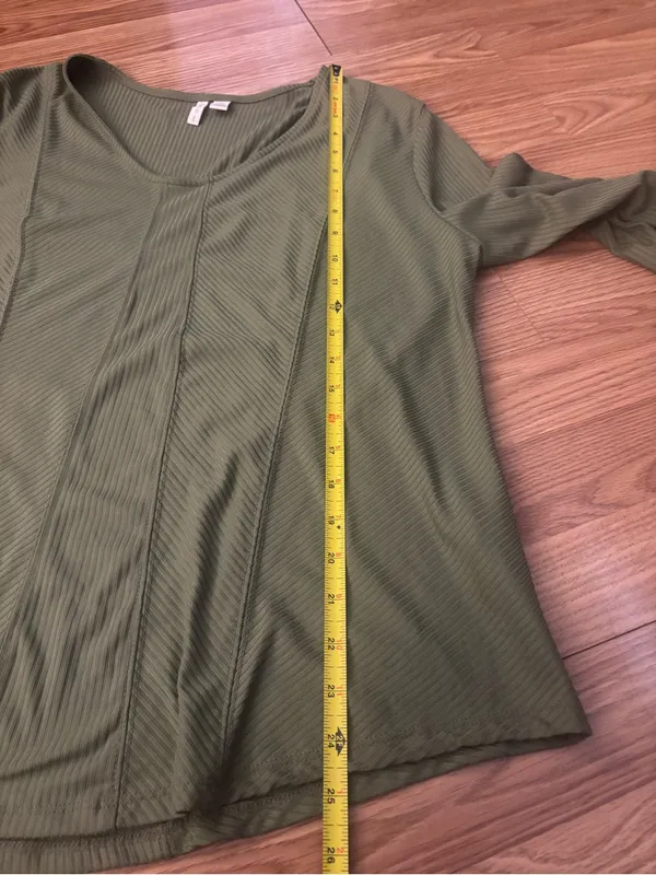 Cato Olive Ribbed V-Neck Long Sleeve Top Size XL - Image 6