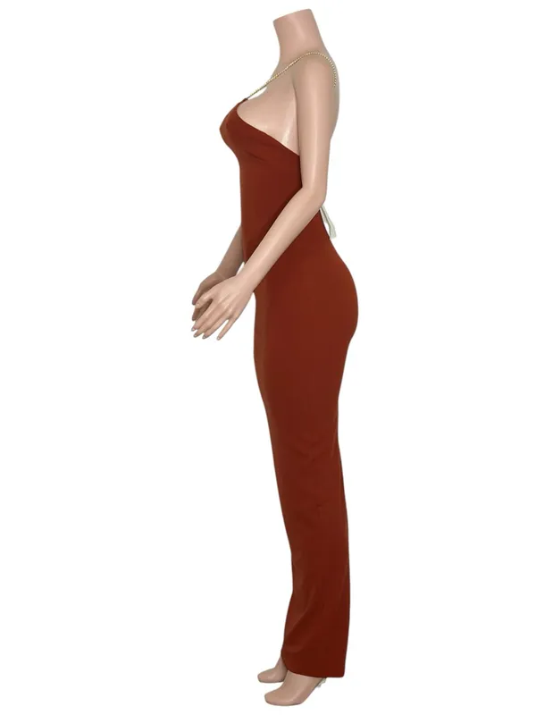 NOOKIE Lexi Chain Gown, Rust, XS - Image 4