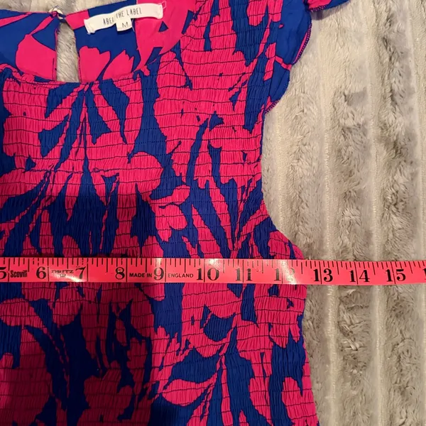 Abel The Label Pink Blue Floral Smocked Tiered Maxi Dress‎ Ruffle Sleeve Medium - Image 8