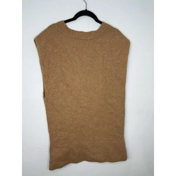 Loft Wool Angora Rabbit Blend Deep-V Sweater Vest Medium Brown Soft Cozy Warm - Image 2