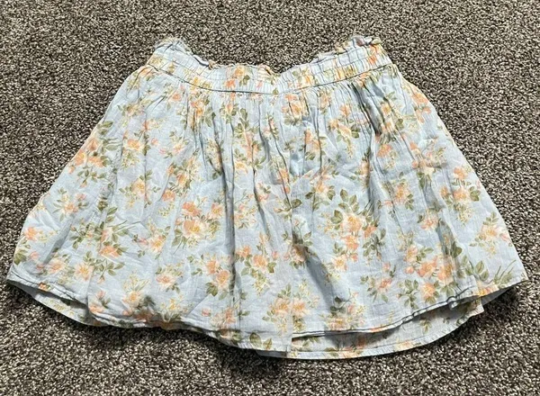 American Eagle blue, peach and green floral mini skirt S - Image 11