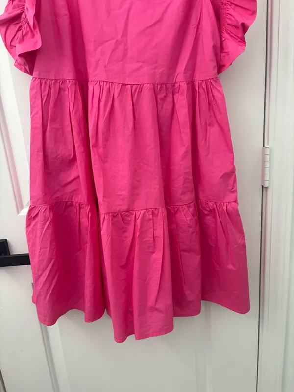English Factory | Ruffled Babydoll Mini Dress w/ Pockets Fuchsia Pink - Image 6