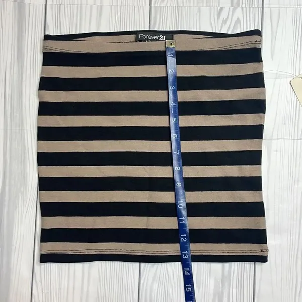NWT Y2K Vintage Forever 21 Striped Micro Mini Skirt Black and tan medium - Image 8
