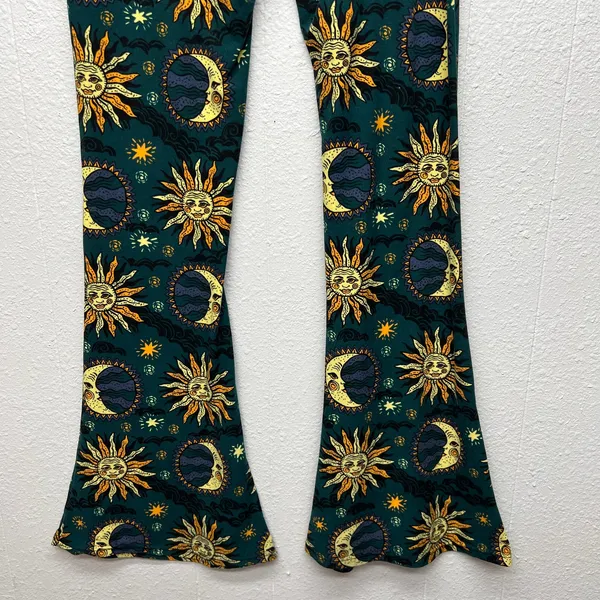 Sun & Moon Flared Leggings Womens Large High Rise Festival Boho Hippie Cosmo - Image 8
