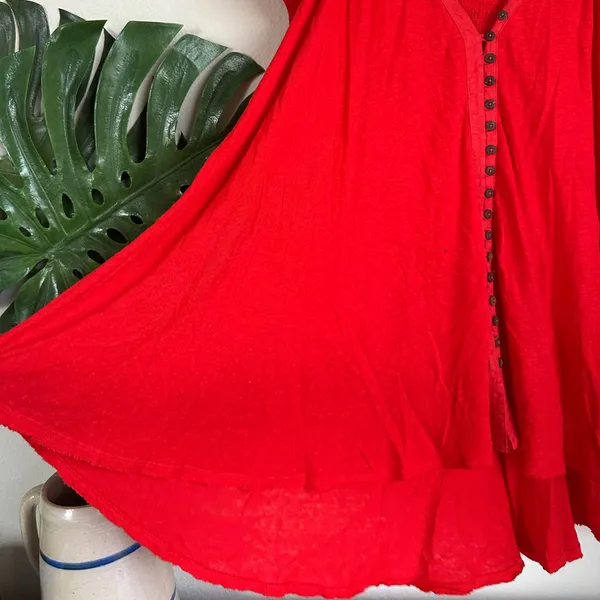 Free People Highland V-Neck Linen Blend Short Sleeve Tunic - Image 6
