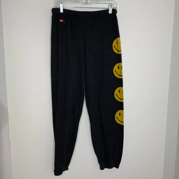Aviator Nation Smiley 2 Sweatpant Pull On Pants Jogger Womens XL - Image 2