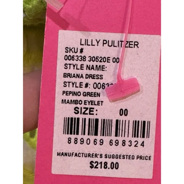 LILLY PULITZER BRIANA FIT FLARE EYELET LACE GREEN DRESS size 00 NWT MSRP $218 - Image 7