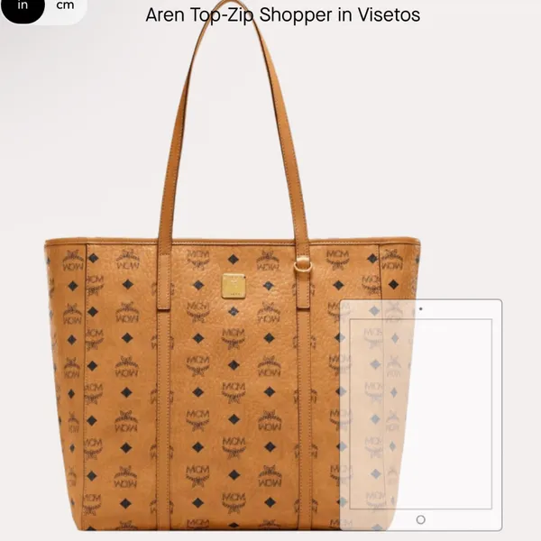 MCM Arena Top Zip Shopper Visettos Cognac - Image 14