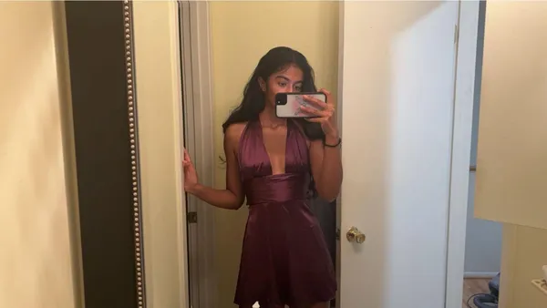 Lucy in the Sky Waverly Satin Dress Purple Homecoming Dress - Image 2