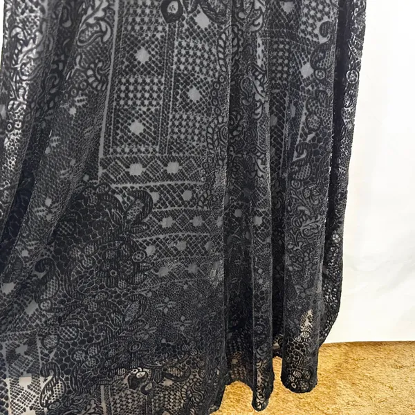 Onyx Nite‎ 6 Dress Black Velvet Burnout Hi Lo Spaghetti 90s Y2K Grunge Goth 1341 - Image 10