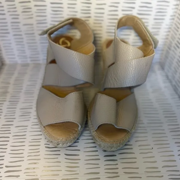 Kanna Spain Women 38 7.5 Taupe Pebbled Leather Espadrille Wedge Sandals‎ Boho - Image 3