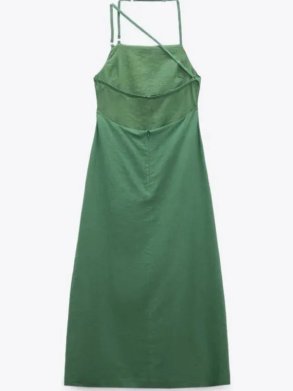 Zara Linen Blend Strappy Midi Dress - Image 6