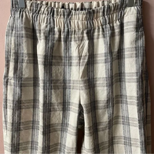 Cream Plaid Cuffed Hem Pants 26" Waist EUC - Image 10