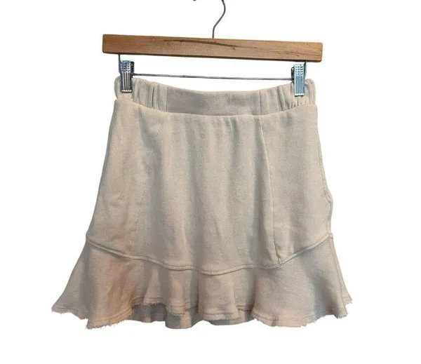 Free People Beach FP Flounce Ruffle Raw Hem Mini Skirt Women’s Size M Cream - Image 2
