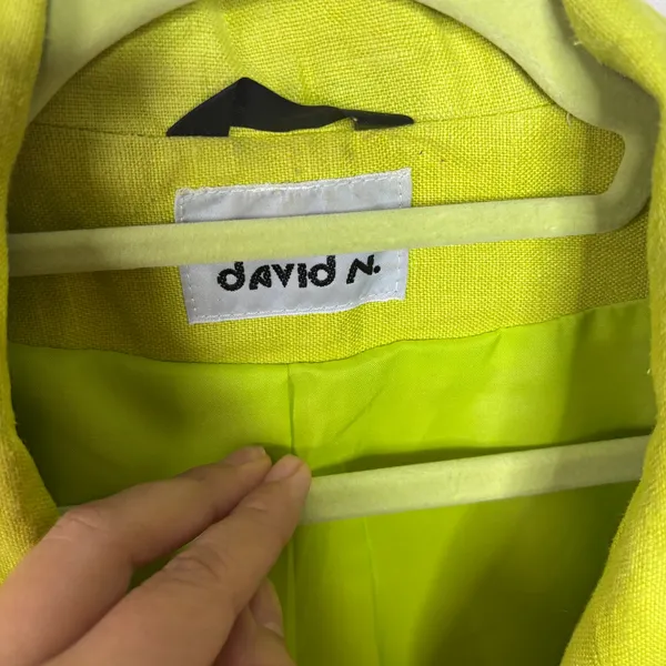 David N Lime Green Vintage Linen Blend Blazer Jacket Sz 20 - Image 7