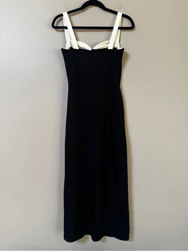 Reformation Black Midi Dress with White Straps - Image 8