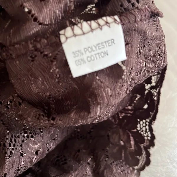 Y2K Brown Lace Built-In Bra Stretchy Cami Tank Top Size S - Image 5